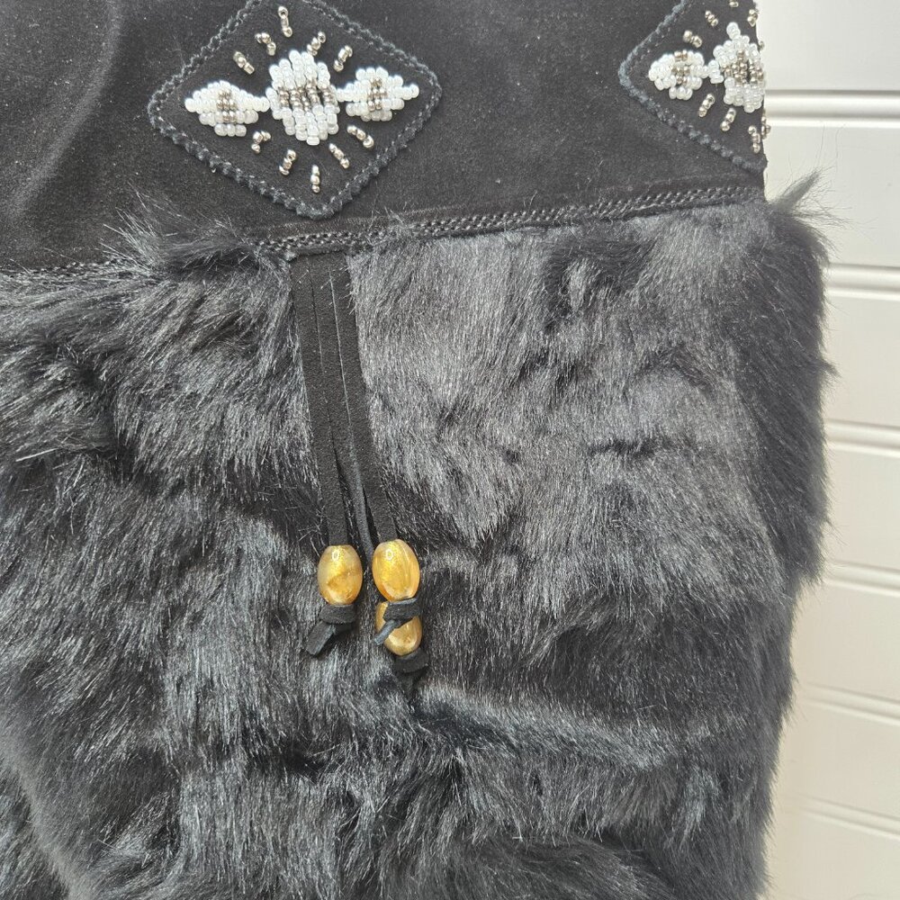 Wanderlust Women's Nika Black Fur Knee-High Boots Shoes 8 Wide W 1077498-9 New - Picture 5 of 16